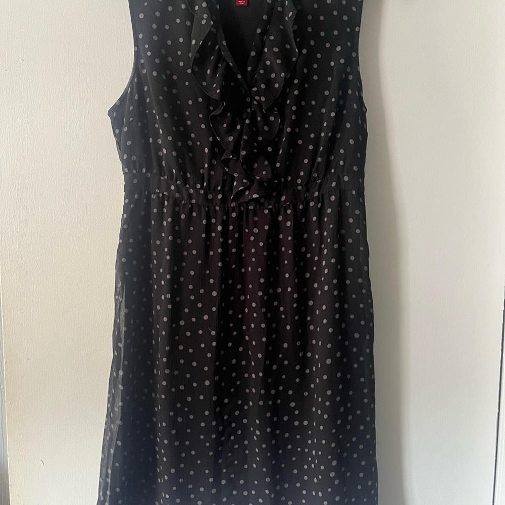 Medina Elegant Black gray Polka Dot Dress medium